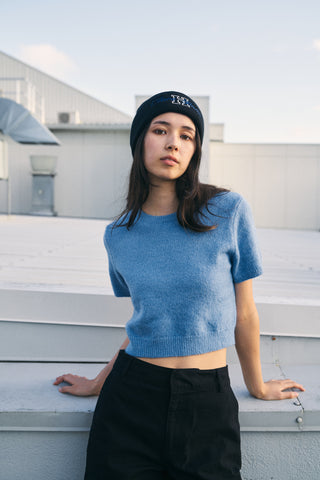 KENZIE CROP KNIT TEE SKY BLUE