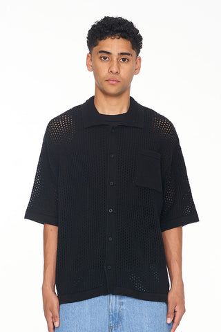 GAUGE KNIT SHIRT BLACK