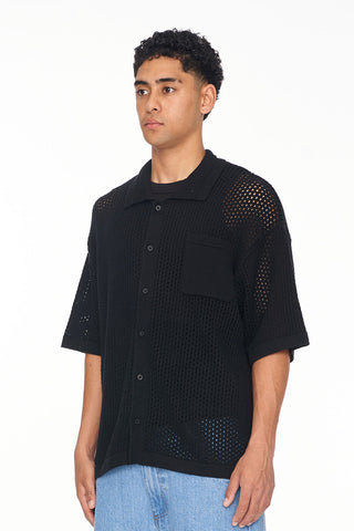 GAUGE KNIT SHIRT BLACK