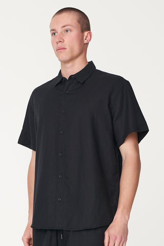 MENS LIN-IN SS SHIRT BLACK