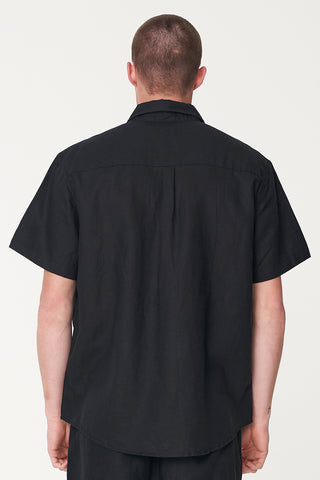 MENS LIN-IN SS SHIRT BLACK