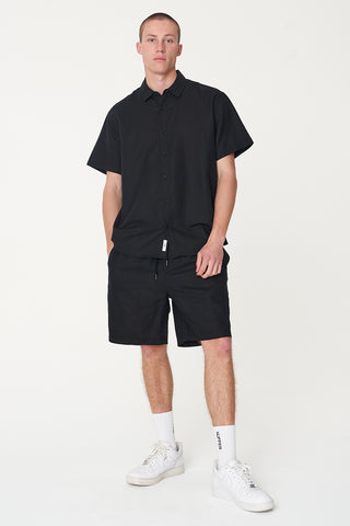 MENS LIN-IN SS SHIRT BLACK