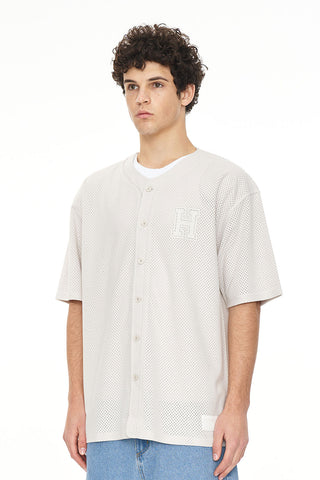 SUEDE MESH BASEBALL SHIRT MOONROCK