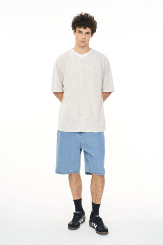 SUEDE MESH BASEBALL SHIRT MOONROCK