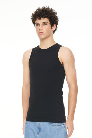 MENS RIB TANK BLACK