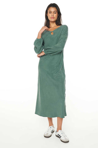 TWILIGHT LS KEYHOLE DRESS SAGE LEAF