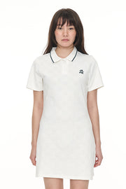 CHECK POLO DRESS CHALK