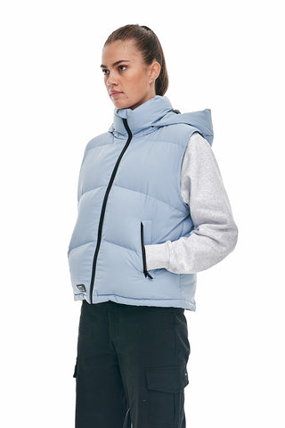 WMNS BLOCK DOWN VEST SMOKEY BLUE