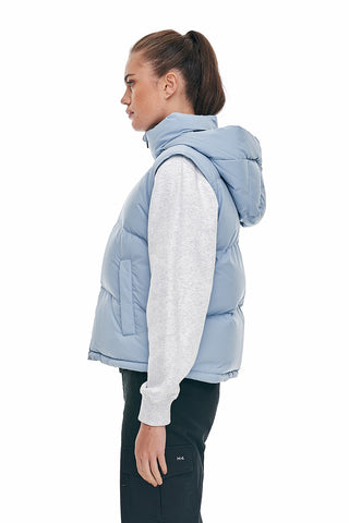 WMNS BLOCK DOWN VEST SMOKEY BLUE