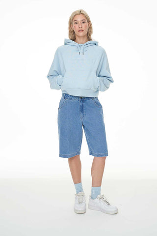 AVERY CROP HOOD/COPYWRITE Y2K BLUE