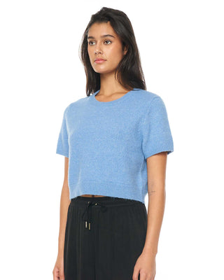 KENZIE CROP KNIT TEE SKY BLUE