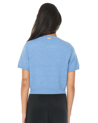 KENZIE CROP KNIT TEE SKY BLUE