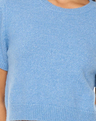 KENZIE CROP KNIT TEE SKY BLUE