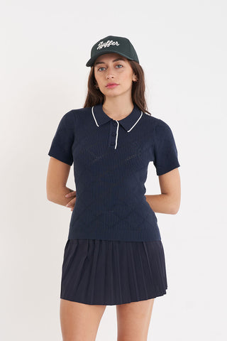 DIAMOND KNIT POLO NAVY