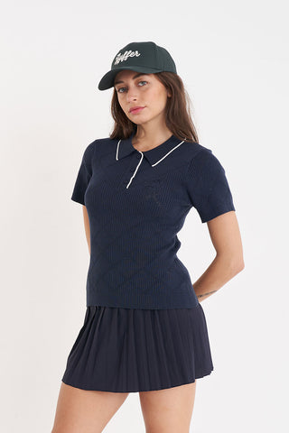 DIAMOND KNIT POLO NAVY