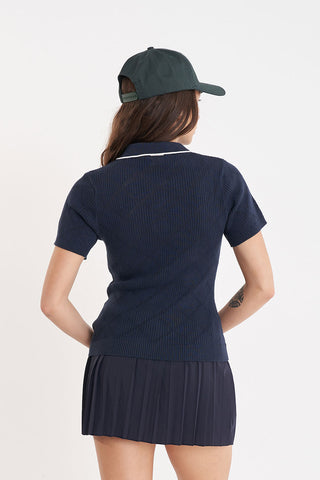 DIAMOND KNIT POLO NAVY