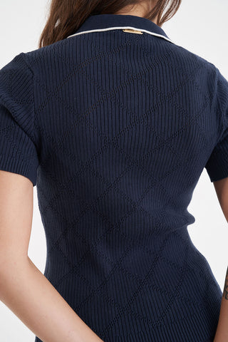 DIAMOND KNIT POLO NAVY