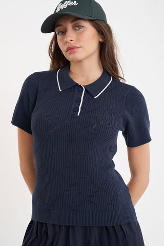 DIAMOND KNIT POLO NAVY