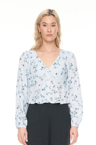 LALISA CLEO LS TOP BLUE FLORAL