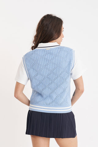 DIAMOND CROP VEST CLUB BLUE