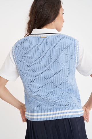 DIAMOND CROP VEST CLUB BLUE