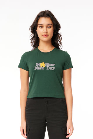 WMNS BABY TEE/GOOD MORNING EVERGREEN